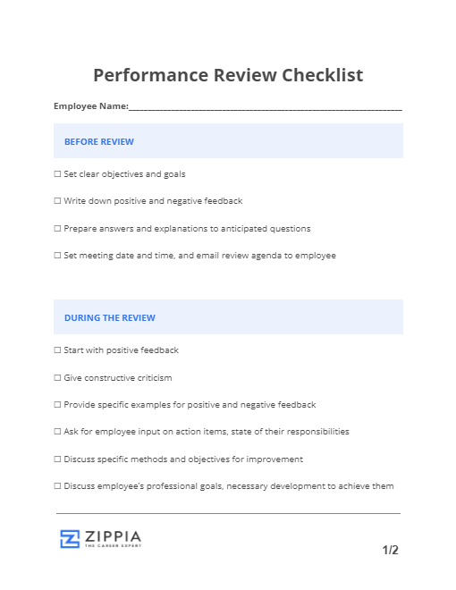 Employee Performance Review Answers   Performance Review Checklist 